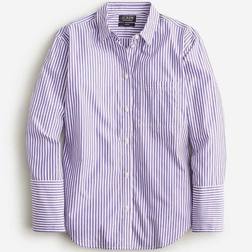J. Crew Garcon Cotton Poplin Button Down Shirt Purple Stripe 4 Small